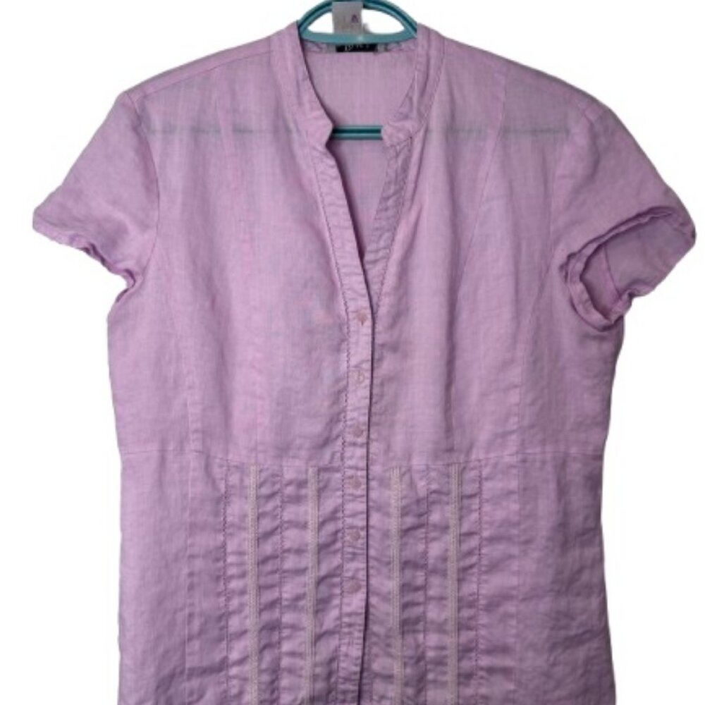 Puli blush linen cap sleeve button down top size 10